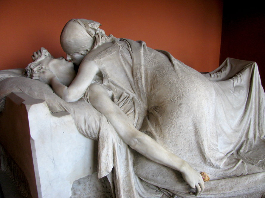 The Last Kiss by Emilio Quadrelli, Volonte Vezzoli grave, 1889